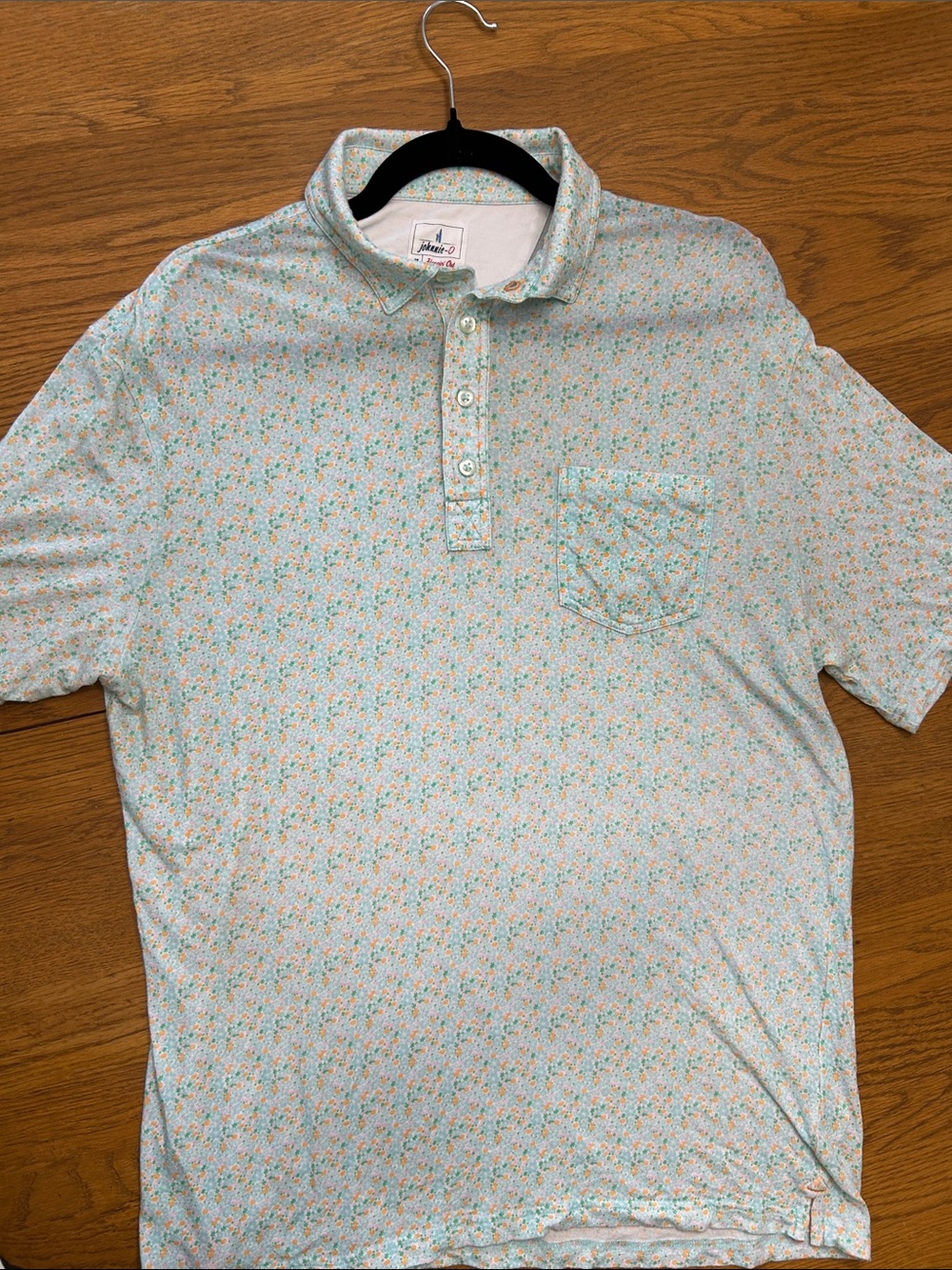 johnnie-O Light Blue Micro Floral Polo